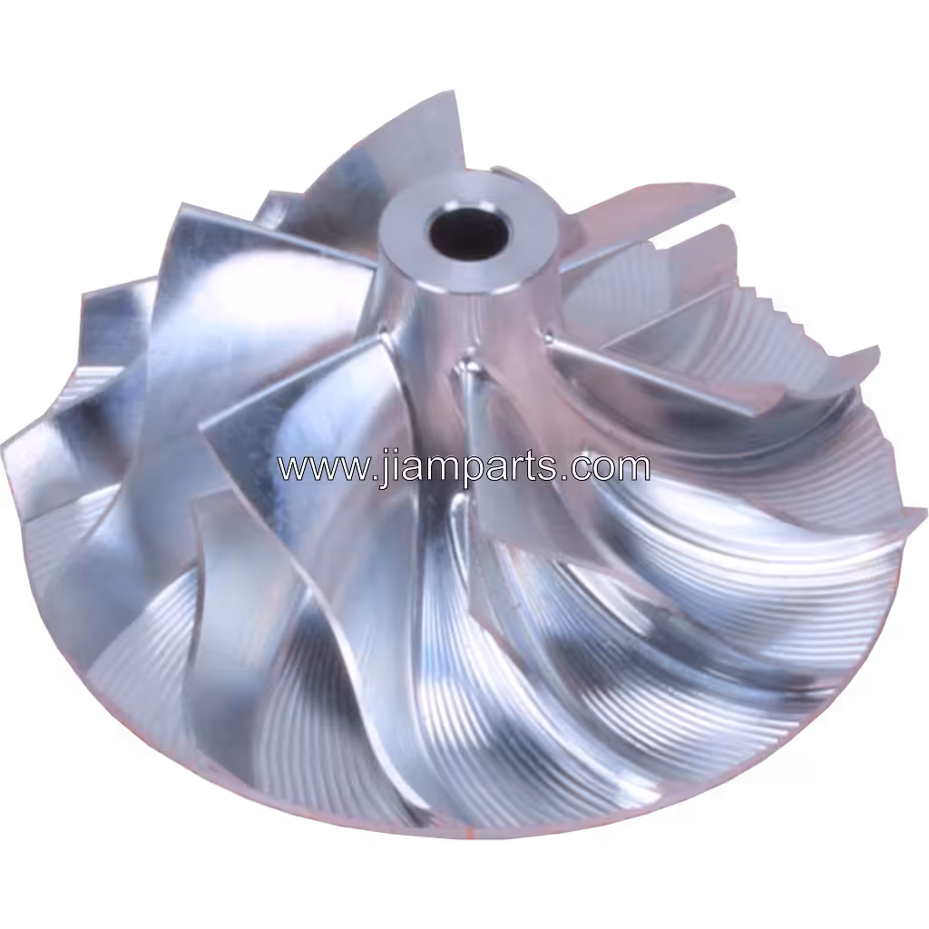 53041232044-U aftermarket compressor wheel — top three-quarter view