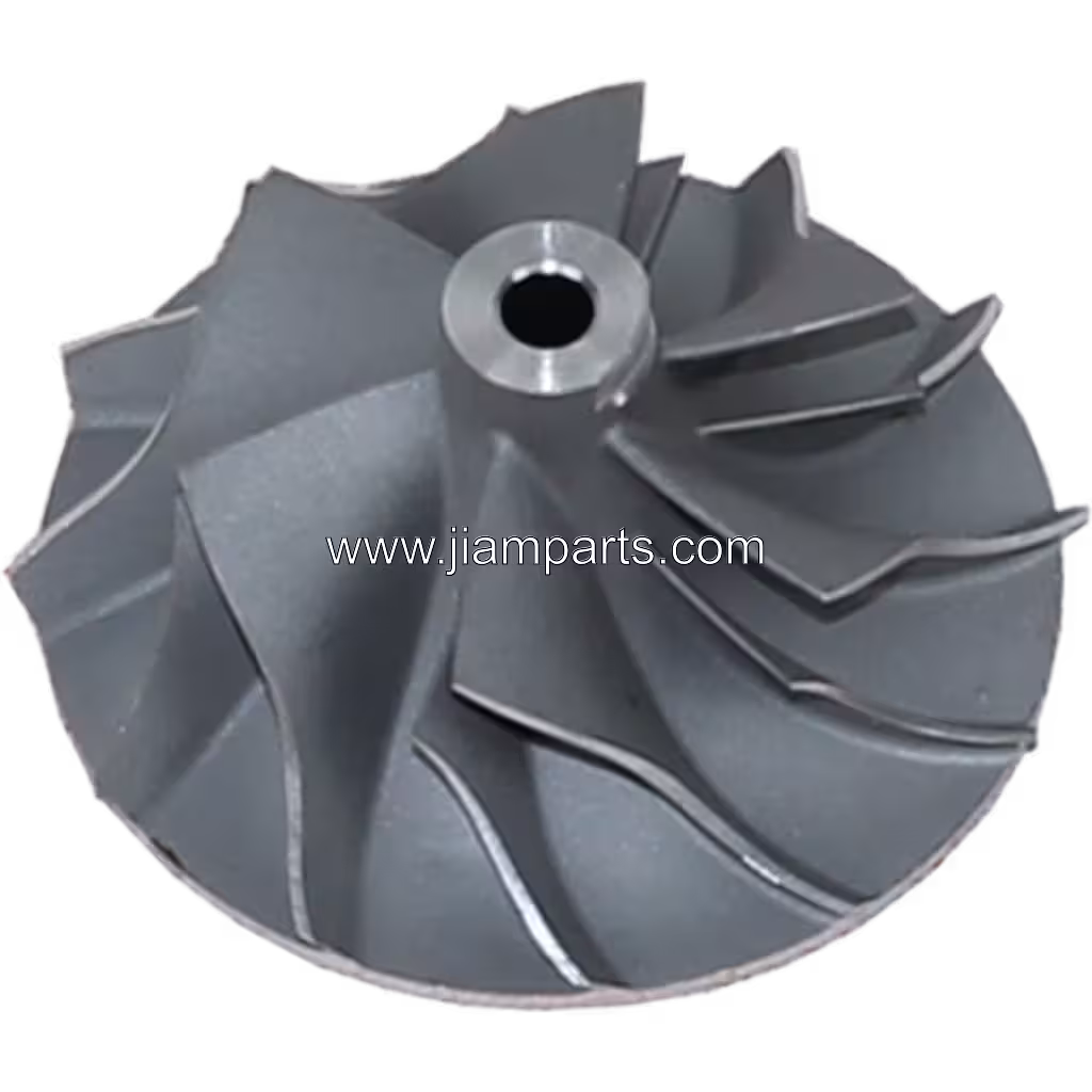 53039700122 CW BV43-2074DCBAA 419 18 aftermarket compressor wheel — top three-quarter view