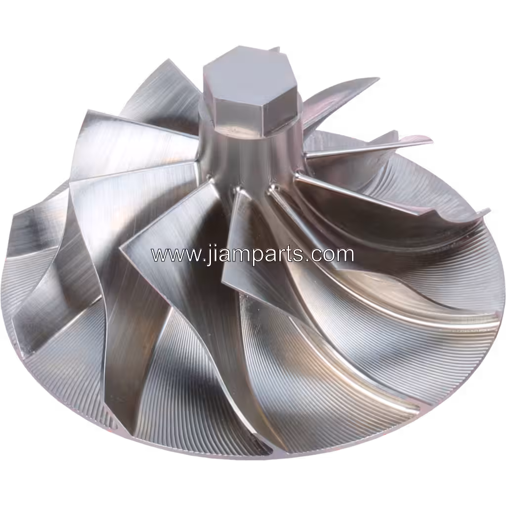 735666-0024 GTB4708BLN aftermarket compressor wheel — top three-quarter view